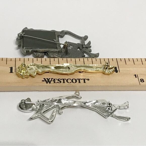 Vintage AJC Signed Mirror Sitting Lady Woman Figural Brooch Pin 3 Lot Set - Picture 16 of 16